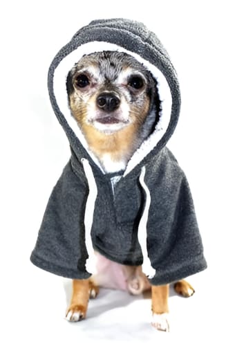 Crest Fleece Dog Hoodie - Grey