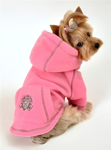 Crest Fleece Dog Hoodie - Pink