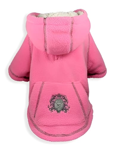 Crest Fleece Dog Hoodie - Pink