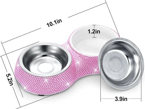 Crystal Dining Dog Bowls - Pink