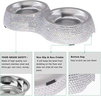 Thumbnail for Crystal Dining Dog Bowls - Silver