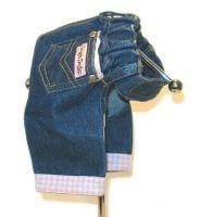 Thumbnail for Designer Denim Pink Gingham Dog Jeans