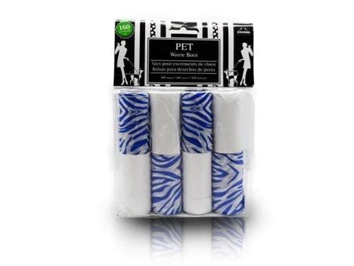 Designer Fashion Dog Waste Bag Refills - Blue Zebra