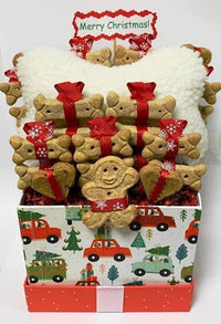 Thumbnail for Dog Bone Treat Christmas Gift Basket - Happy Holidays