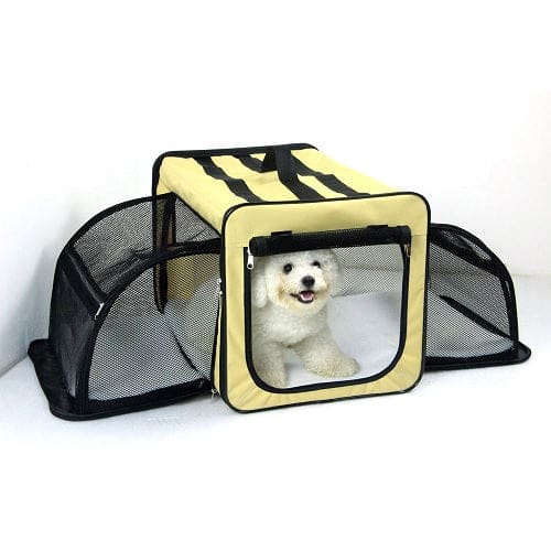 Dual - Expandable Wire Travel Pet Carrier Crate