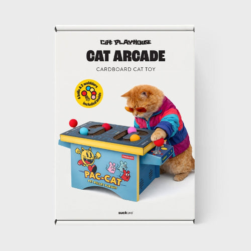 cat playing pac cat arcade game