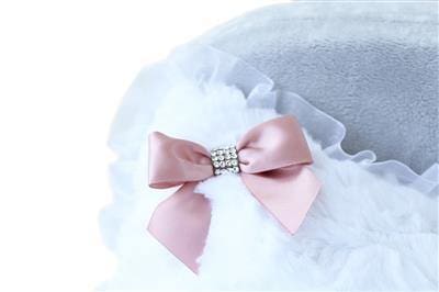 Enchanted Nights Dog Bed- White with Pink Trim
