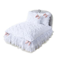 Thumbnail for Enchanted Nights Dog Bed - White with Pink Trim