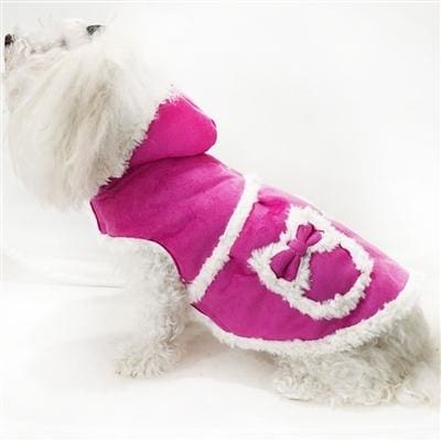 Faux Shearling Hooded Dog Coat - Pink