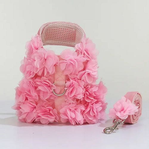 Floral Dog Harness with Leash