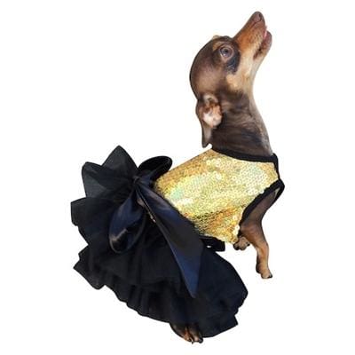 Fufu Tutu Dog Dress - Gold Stardust