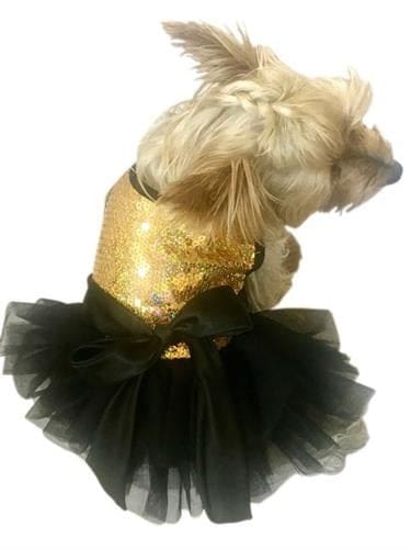 Fufu Tutu Dog Dress - Gold Stardust