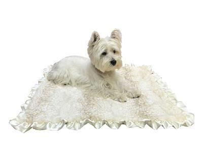 Furbaby Ruffled Dog Blanket - Beige Cheetah