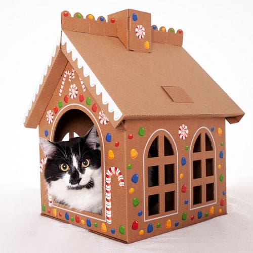 Gingerbread House - Cardboard Box Cat Playhouse