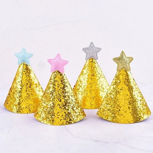 Gold Sparkle Star Party Hats for Pets