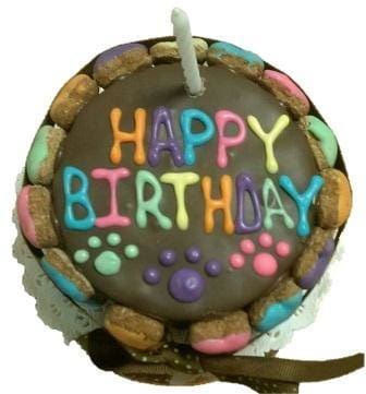 Happy Birthday Carob Dog Cake - Colorful Bone