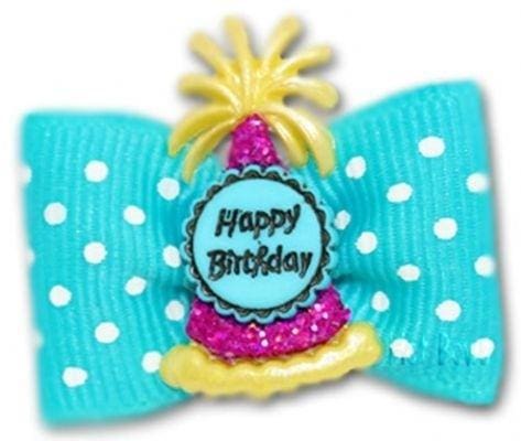 Happy Birthday Dog Hair Bow Barrette