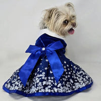 Thumbnail for Holiday Dog Harness Dress - Snowflakes