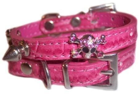 Hot Pink Croc Collar with Skull