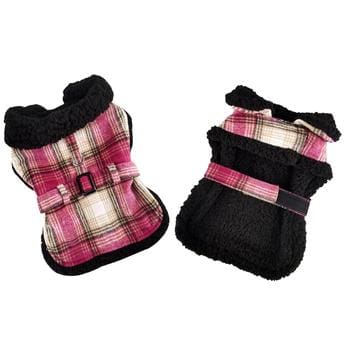 Hot Pink Plaid Fleece Lined Dog Coat