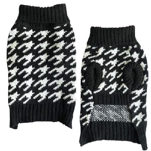 Houndstooth Knit Turtleneck Dog Sweater