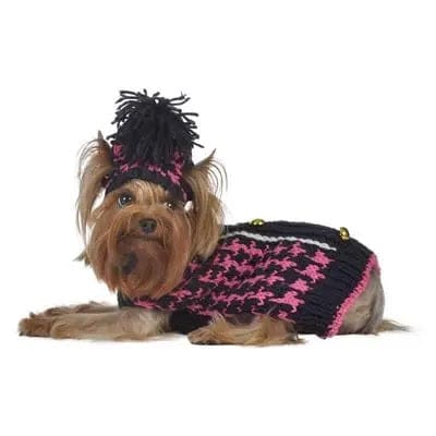 Houndstooth Dog Sweater w/ Hat