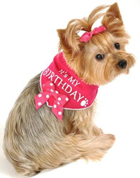 Thumbnail for Its My Birthday Ribbon Bow Dog Scarf - Hot Pink