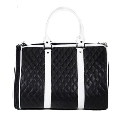 JL Duffel Black & White Quilted Luxe Dog Carrier