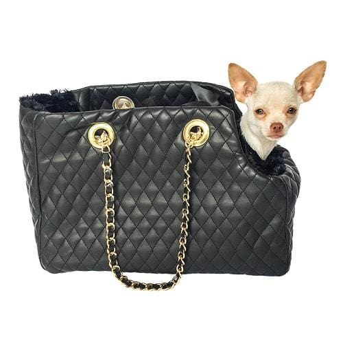 Kate Dog Carrier in Quilted Black