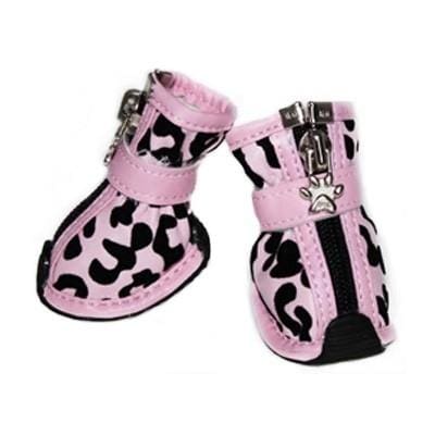 Leopard Print Fashion Dog Boots-Pink
