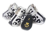 Thumbnail for Leopard Print Fashion Dog Boots - Silver