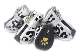 Leopard Print Fashion Boots-Silver
