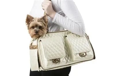Marlee Ivory Quilted Dog Carrier