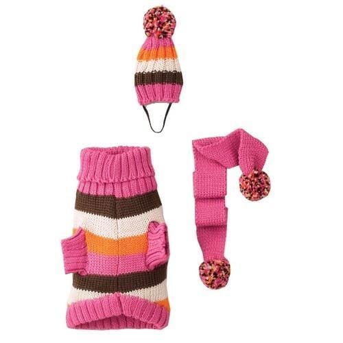 Multi-Stripe Knit Dog Sweater Set