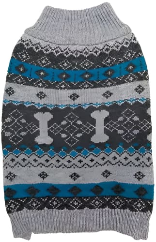 Nordic Knit Gray Bone Dog Sweater