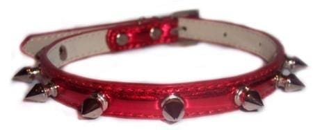 Original Metallic Red Spiked Dog Collar
