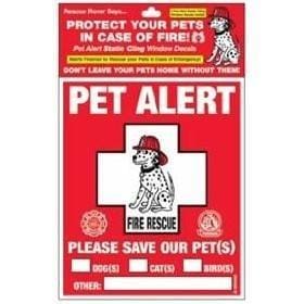 Pet Alert Fire Rescue Static Cling Window Decals