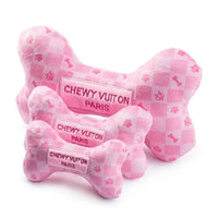 Thumbnail for Pink Checker Vuiton Bone Dog Toy