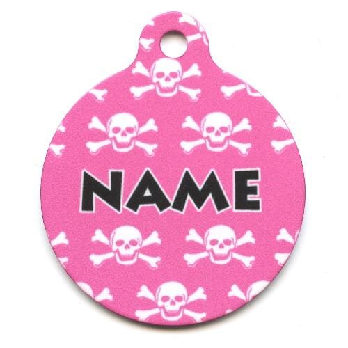 Pink Skulls Dog Tag