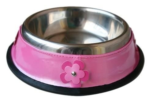 Pink Vinyl Dog Bowl - Hot