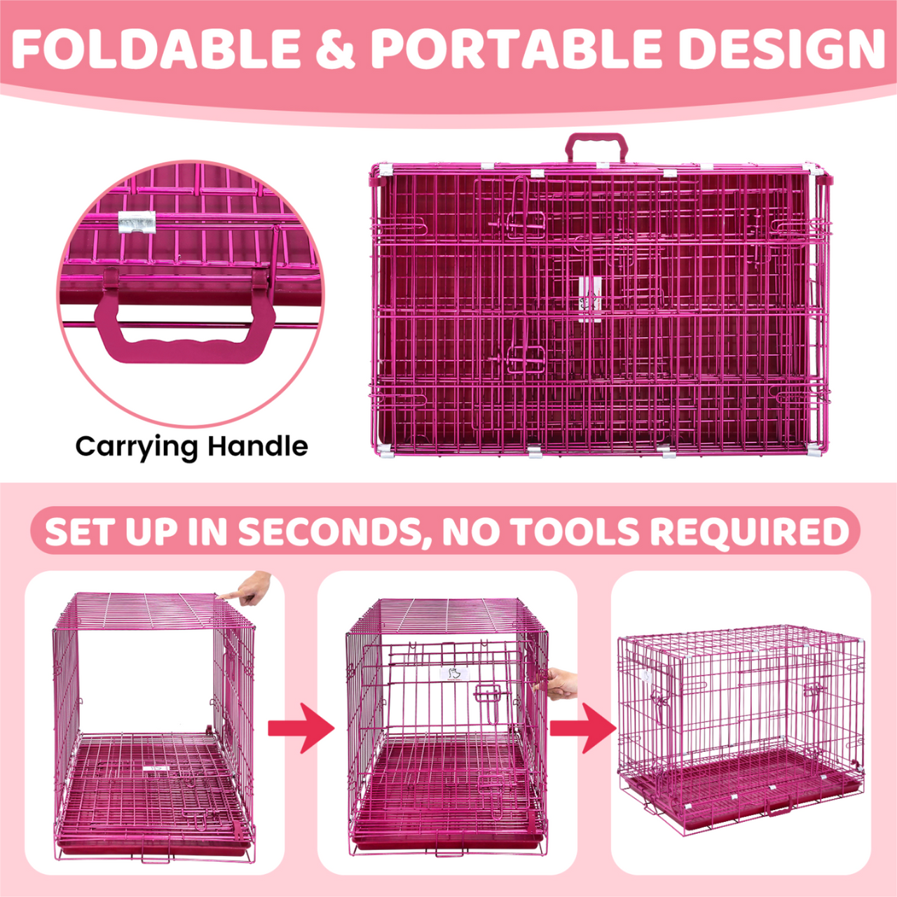Pink Wire Dog Crate