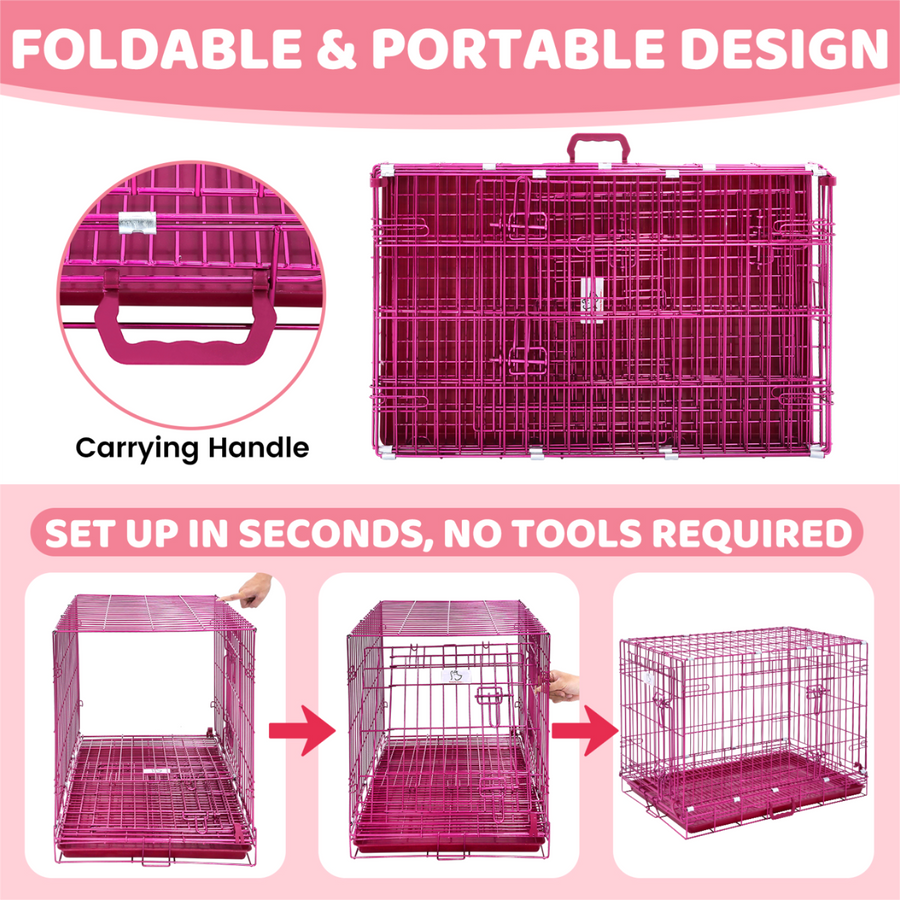 Pink Wire Dog Crate