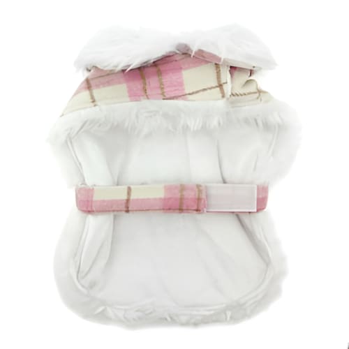 Plaid Fleece Lined Dog Coat - Pink