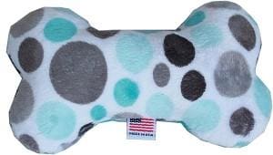 Plush Bone Dog Toy - Aqua Party Dots