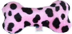 Plush Bone Dog Toy - Pink Leopard