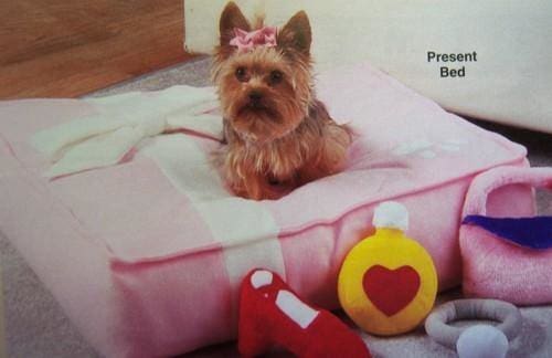 Present Plush Dog Bed - Pink