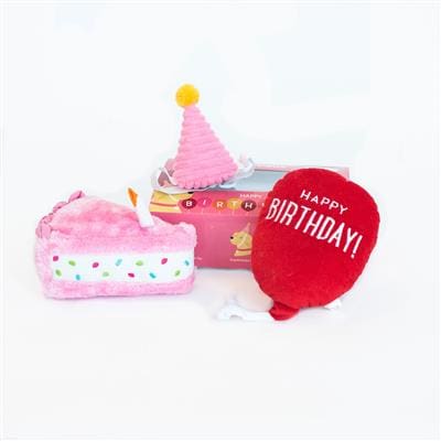Pup Birthday Box Dog Toy Set - Pink