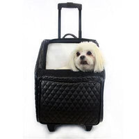 Thumbnail for Quilted Luxe Rio Bag Dog Carrier On Wheels - Black