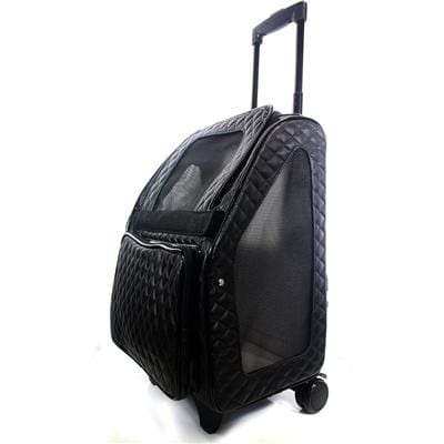 Quilted Luxe Rio Bag Dog Carrier On Wheels - Black