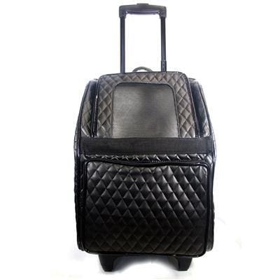 Quilted Luxe Rio Bag Dog Carrier On Wheels - Black
